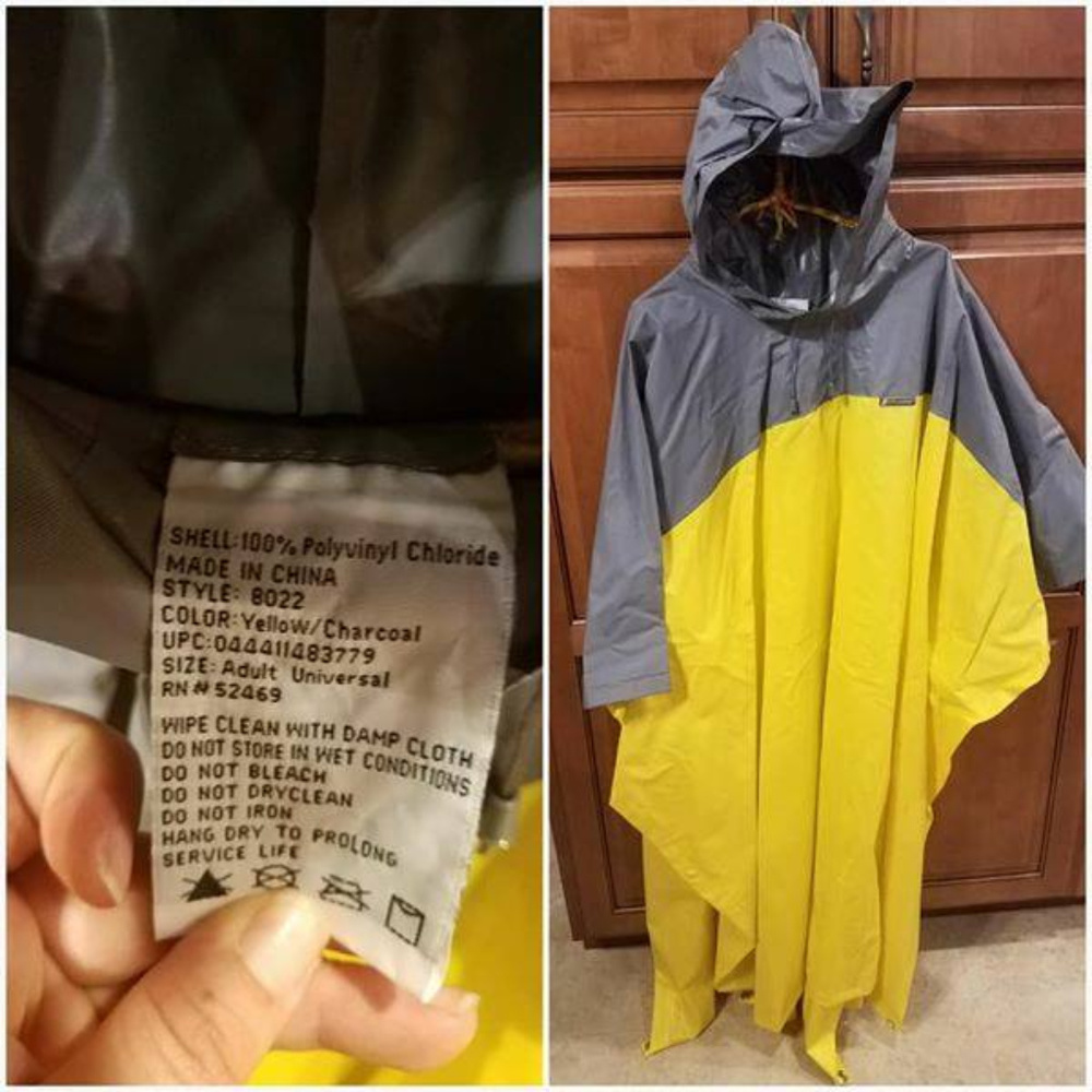 stearns gray/yellow poncho onesize.
